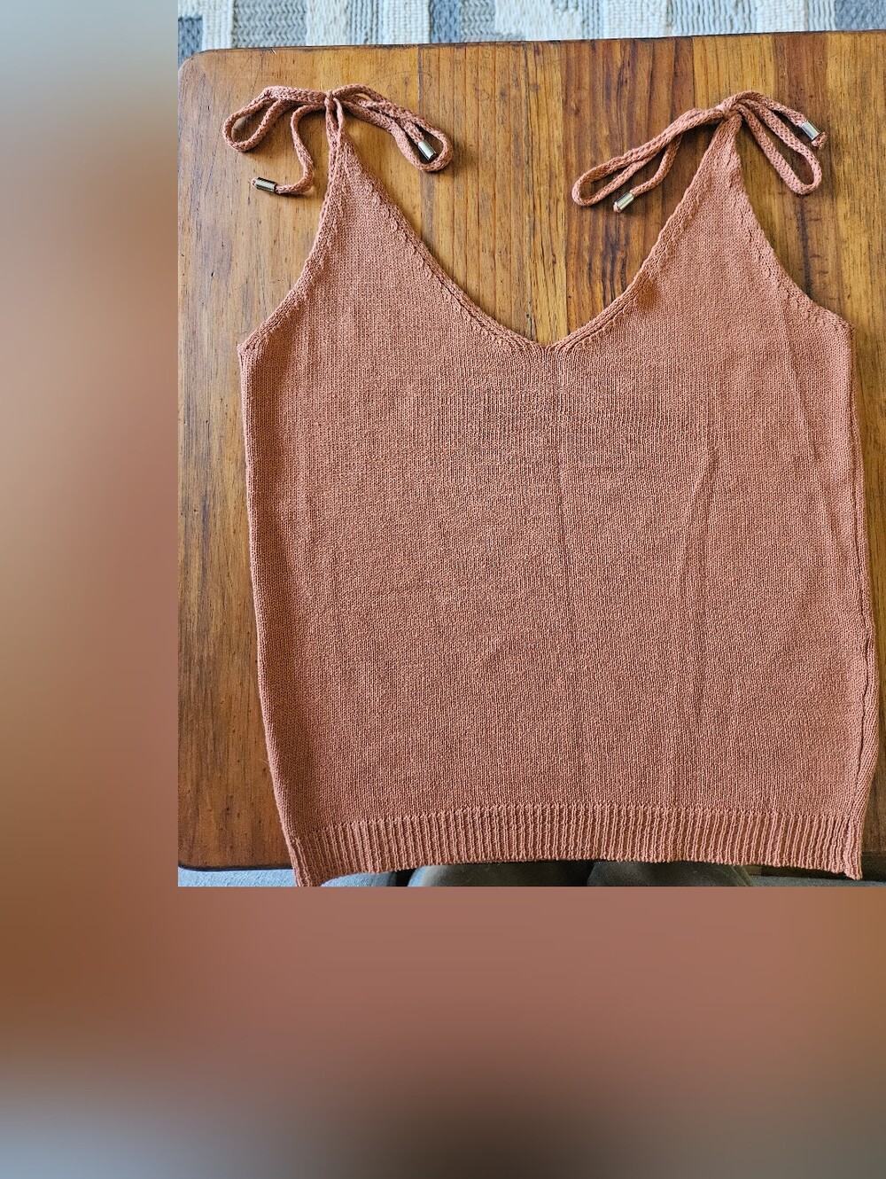 Women's Knit Tie Tank Top - Rust